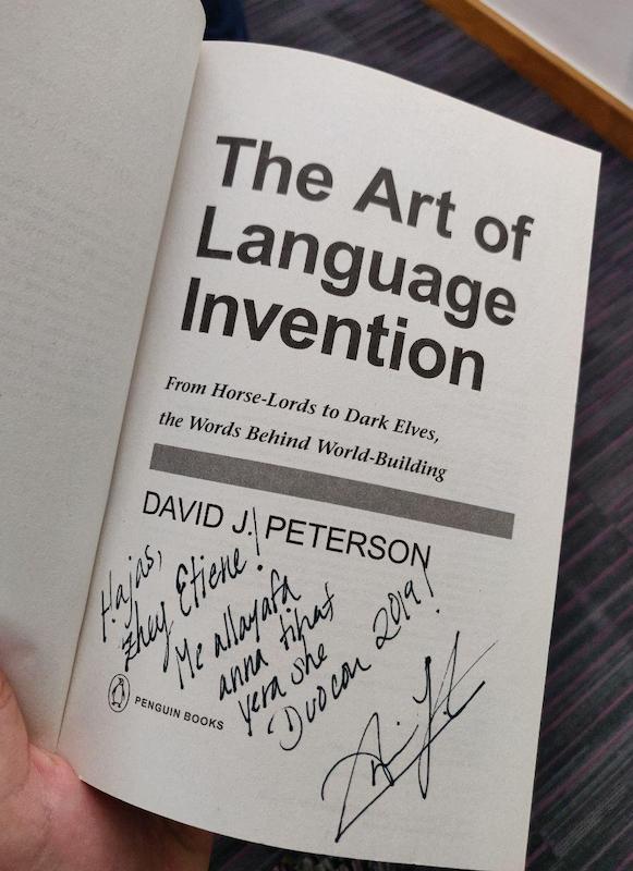 Book The Art of Language Invention, autographed by David J Peterson